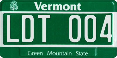 VT license plate LDT004