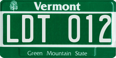 VT license plate LDT012