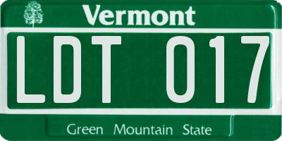 VT license plate LDT017