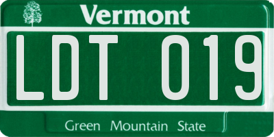 VT license plate LDT019