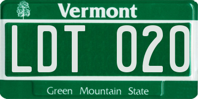 VT license plate LDT020