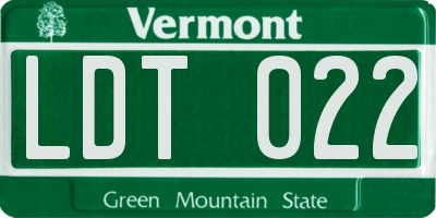 VT license plate LDT022