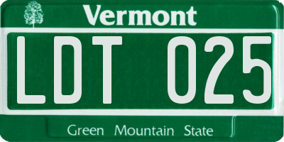 VT license plate LDT025