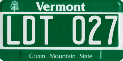 VT license plate LDT027