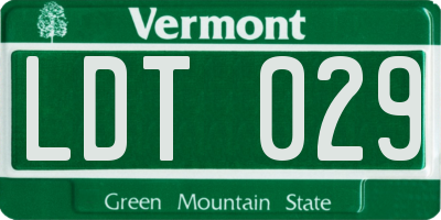VT license plate LDT029