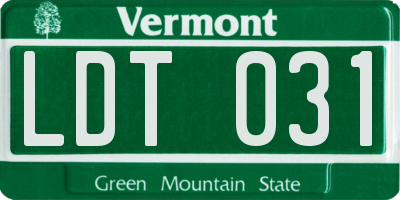 VT license plate LDT031