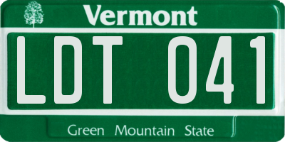 VT license plate LDT041