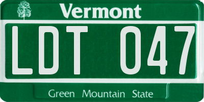 VT license plate LDT047