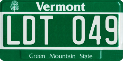 VT license plate LDT049