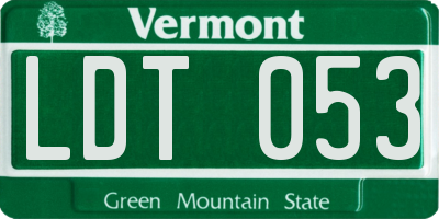 VT license plate LDT053