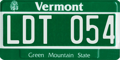 VT license plate LDT054