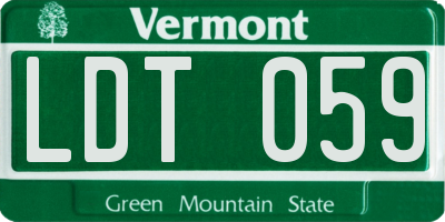 VT license plate LDT059