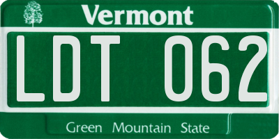 VT license plate LDT062