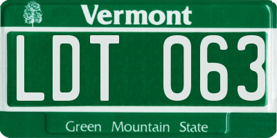 VT license plate LDT063