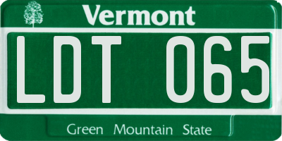VT license plate LDT065