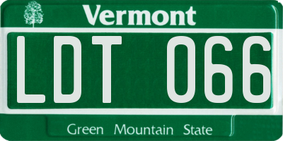VT license plate LDT066