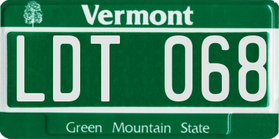 VT license plate LDT068