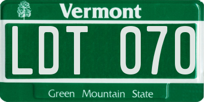 VT license plate LDT070