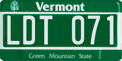 VT license plate LDT071