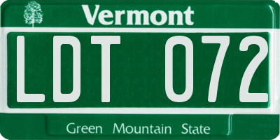 VT license plate LDT072