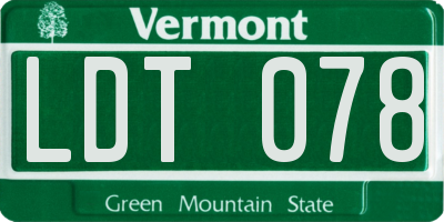 VT license plate LDT078