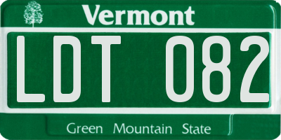 VT license plate LDT082