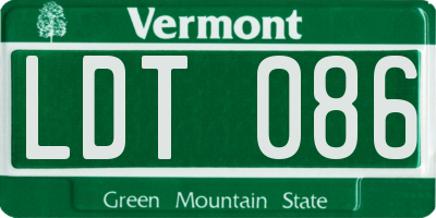 VT license plate LDT086