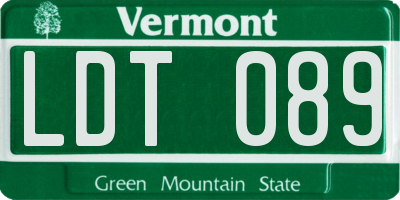 VT license plate LDT089