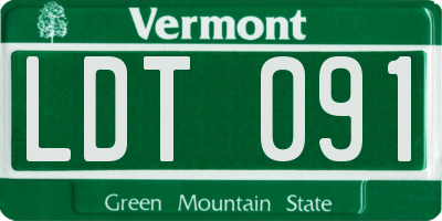 VT license plate LDT091