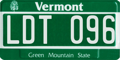 VT license plate LDT096