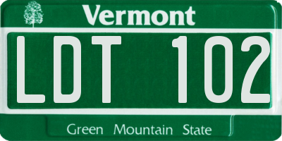 VT license plate LDT102