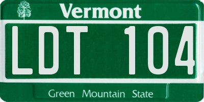 VT license plate LDT104