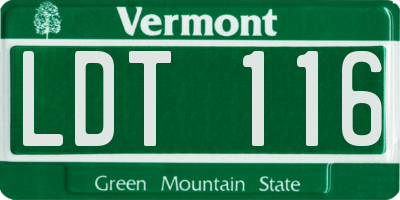 VT license plate LDT116