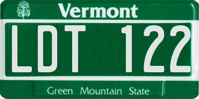 VT license plate LDT122