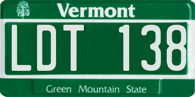 VT license plate LDT138