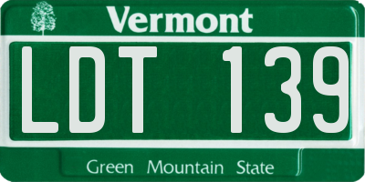 VT license plate LDT139