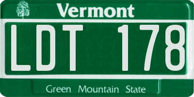 VT license plate LDT178