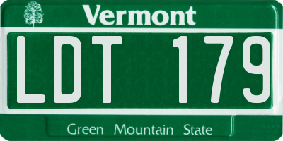 VT license plate LDT179