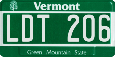 VT license plate LDT206