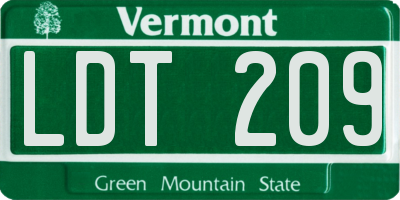 VT license plate LDT209
