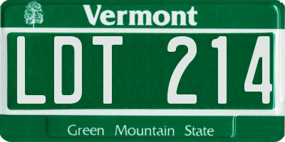 VT license plate LDT214