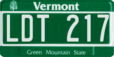 VT license plate LDT217