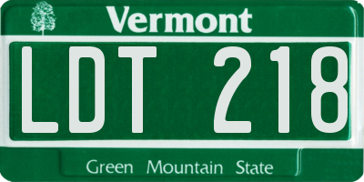 VT license plate LDT218