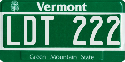 VT license plate LDT222
