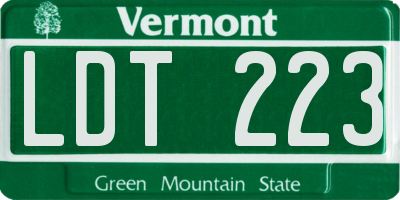 VT license plate LDT223