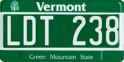 VT license plate LDT238