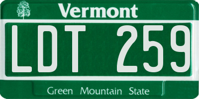 VT license plate LDT259