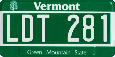 VT license plate LDT281