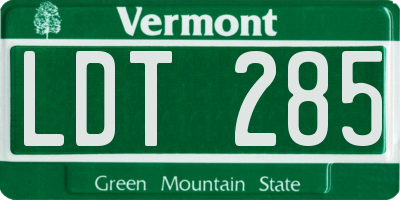 VT license plate LDT285