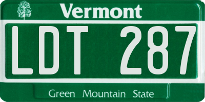 VT license plate LDT287